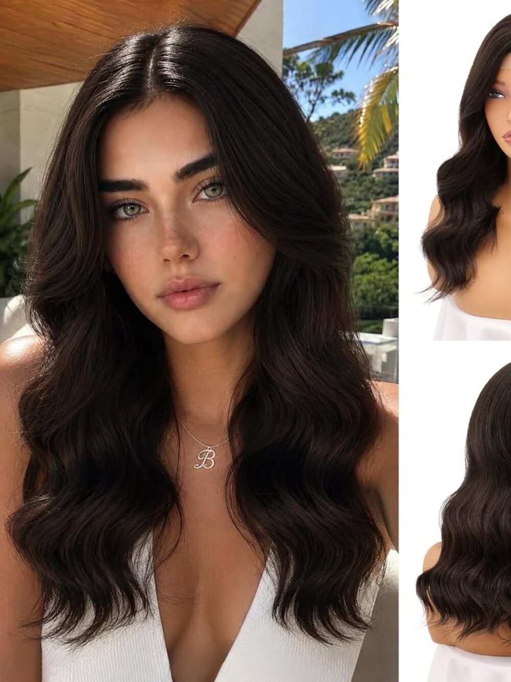 Women's Brown Wavy Synthetic Wig - Unbranded 18"